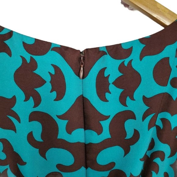 Vintage Donna Morgan Turquoise Brown Silk Sheath - Picture 10 of 12